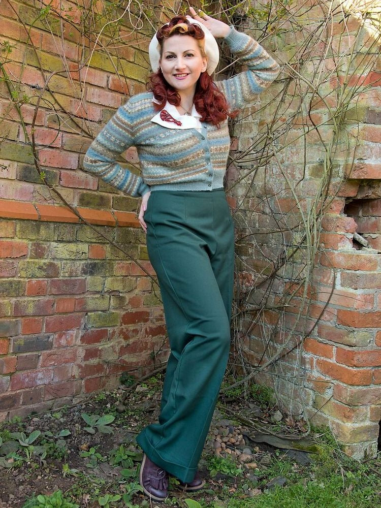 1940s Vintage Style Forest Green Swing Trousers – Heyday Vintage Style