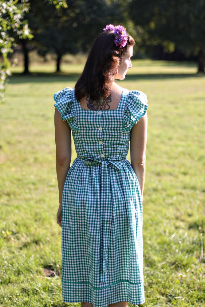blue gingham pinafore dress Kate Barton Women's Winter Classic Pinafore | Moss | Navy | Blue Gingham |  Brown Heather Tartan | Brushed Cotton main image 1