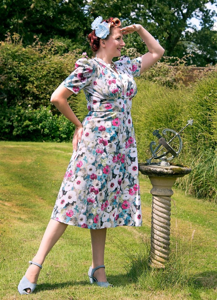 Mary Dress - Watercolour Blooms – Heyday Vintage Style